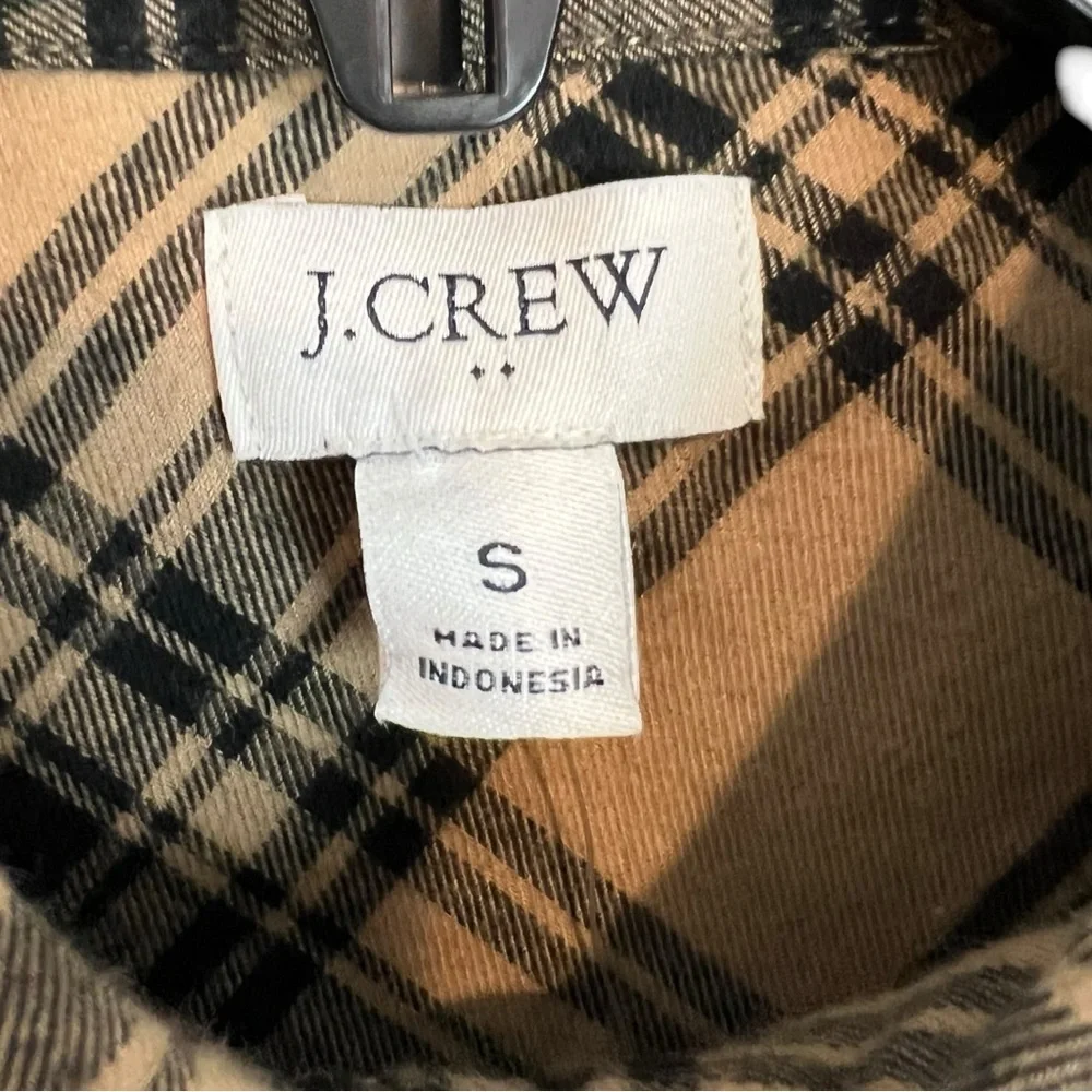 J Crew Factory Women’s black & tan brown Plaid Soft Flannel Shirt NWT